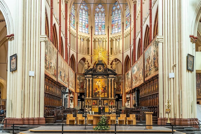 Interior of St. Salvator's Cathedral in Bruges, Belgium, Europe