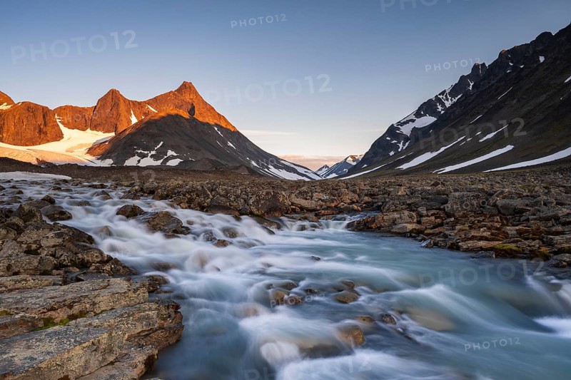 Kaskasavagge valley, Kuopertjakka mountain, Gaskkasjohka river, Kebnekaise massif, Lapland, Sweden, Europe