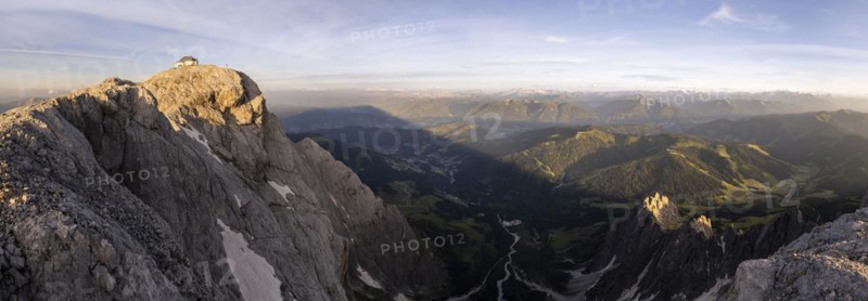 Hochkönig and Matrashaus, Evening atmosphere, Dramatic mountain landscape, View from Hochkönig, Salzburger Land, Austria, Europe