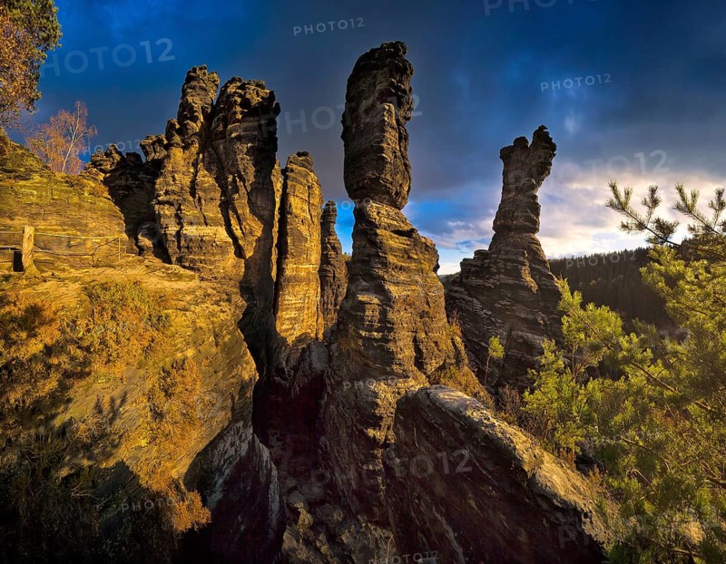 (Copyright Â© www.dresden-fotografie.de) (Sylvio Dittrich) (+49 1772156417) Hercules Columns in the Bielatal in Saxon Switzerland