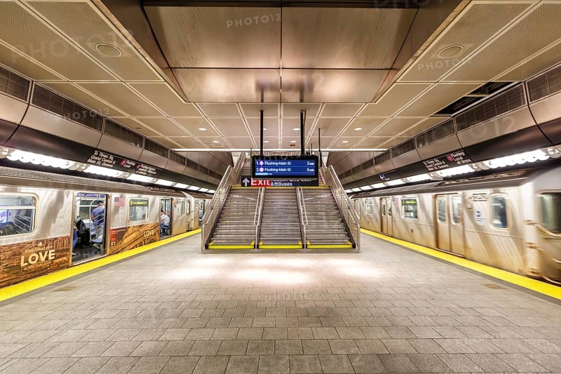 New York City Subway underground station 34 Street Hudson Yards on Line 7 in New York, USA, North America