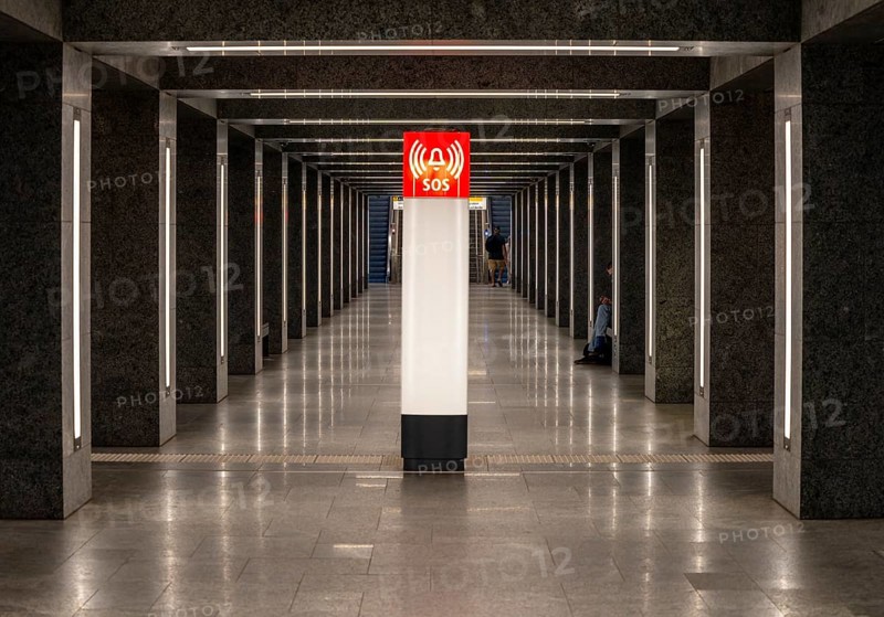 Emergency call box on the platform of the U station Museumsinsel, Berlin, Germany, Europe