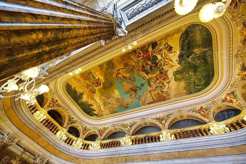 Belle Epoque Amazon Theatre, Noble Hall frescoes, Manaus, Amazonia State, Brazil, South America