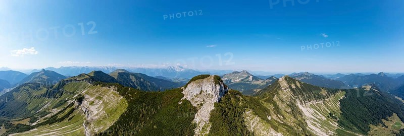 Drone shot, panorama shot, mountain landscape, Gruberhorn with Regenspitz, Osterhorngruppe, Salzkammergut, Land Salzburg, Austria, Europe