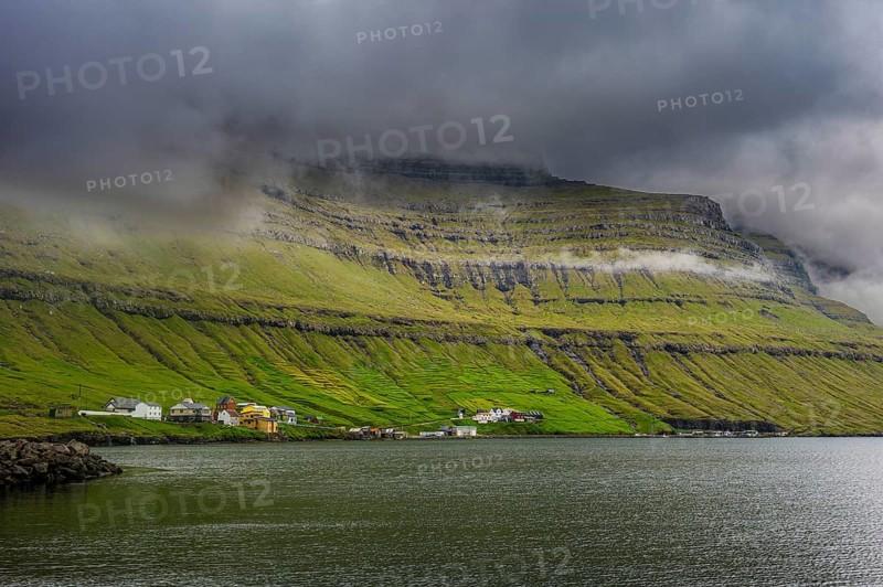Little villages in Kunoy, Faroe islands, Denmark, Europe