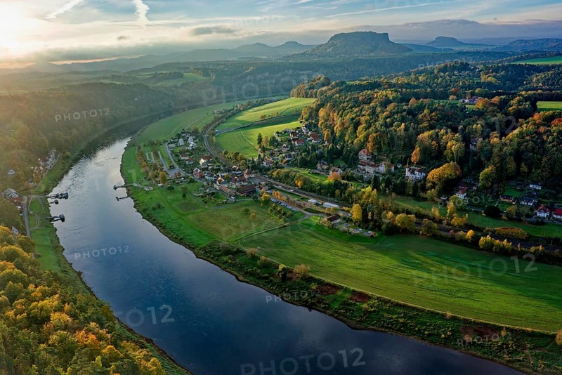 View of the river Elbe from the Basteiaussicht, Saxon Switzerland, Elbe Sandstone Mountains, Saxony, Germany, Europe