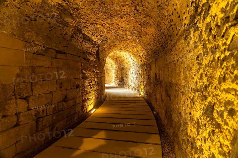 Underground passage to the Roman theatre in Cadiz, Andalusia, Spain, Europe