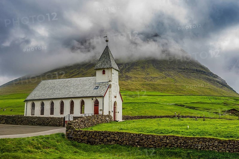 Vidareidi church in Vidoy, Faroe islands, Denmark, Europe