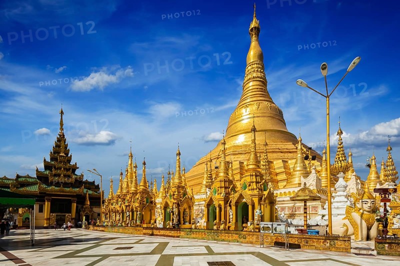 Myanmer famous sacred place and tourist attraction landmark, Shwedagon Paya pagoda. Yangon, Myanmar, Asia