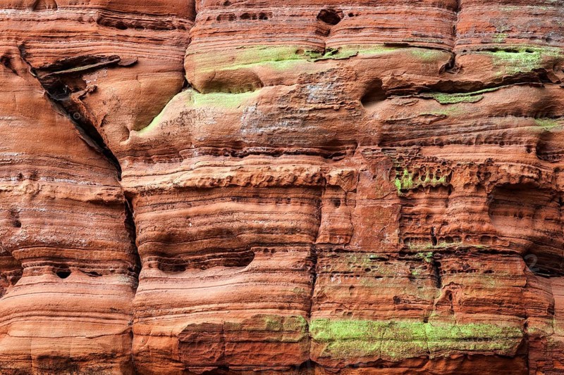 Eroded red sandstone, old castle rock, close-up, natural and cultural monument, Brechenberg near Eppenbrunn, Palatinate Forest, Rhineland-Palatinate, Germany, Europe