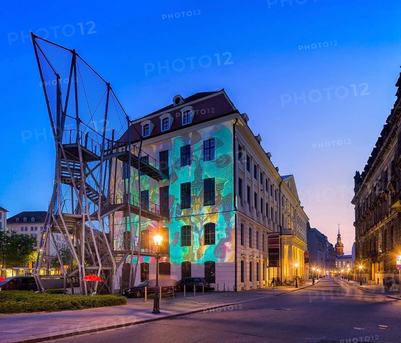 Light installation by Claudia Reh at the Landhaus, Stadtmuseum Dresden. Numerous museums in Dresden open their doors, present their collections and surprise visitors with special events, culinary delights and music