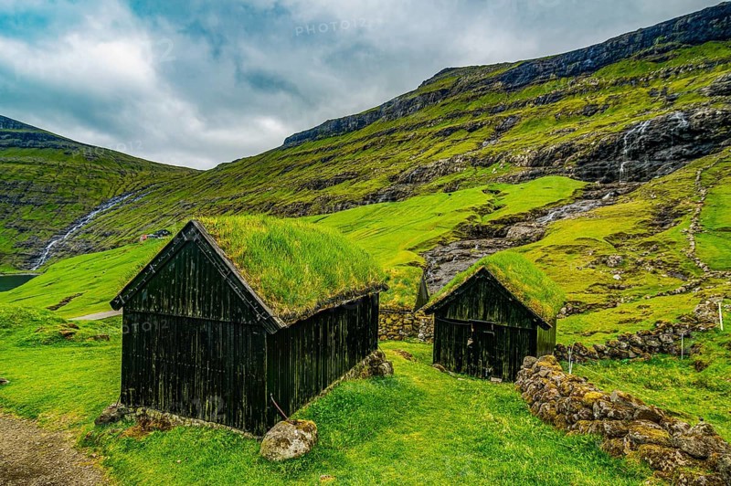 Museum of overgrown houses, Saksun, Streymoy, Faroe islands, Denmark, Europe
