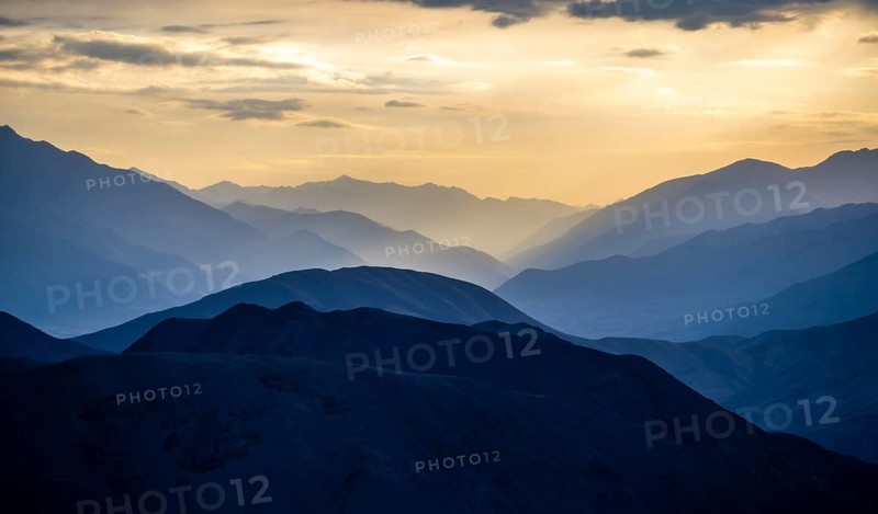 Mountain silhouettes at sunset, Konorchek Canyon, Chuy, Kyrgyzstan, Asia