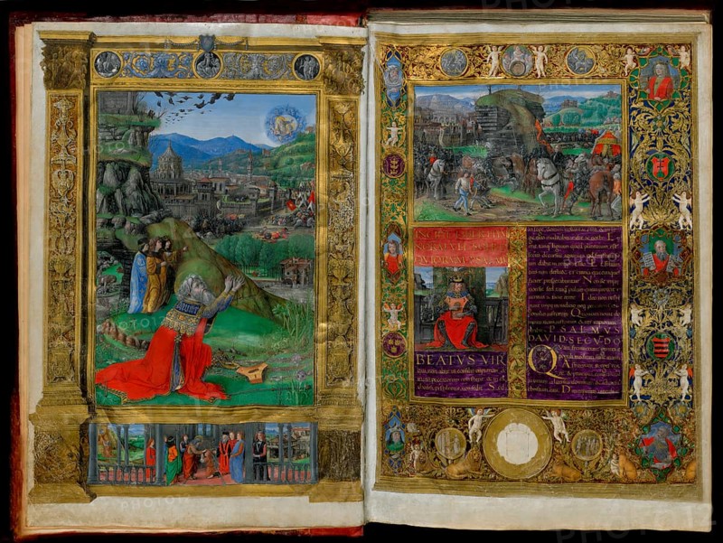 Psalms of David, a bible commissioned by King Matthias Corvinus of Hungary, paintings by Gherardo and Monte di Giovanni, manuscripts by Antonio Sinibaldi, 15th century, digital edited