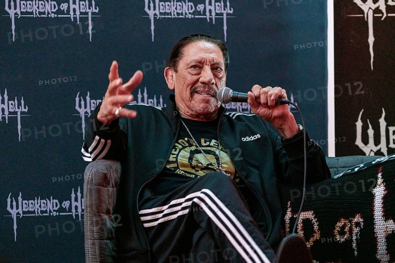 DÜSSELDORF-NEUSS, GERMANY, November 2nd 2019: Danny Trejo (*1944, Mexican American actor, Desperado, From Dusk till Dawn, Machete, Spy Kids, Breaking Bad) talks about his experiences in the movie industry at Weekend of Hell 2019