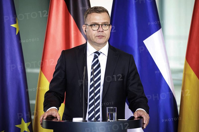 Petteri Orpo, Prime Minister of the Republic of Finland, photographed at a press conference after the joint talks with Olaf Scholz, Federal Chancellor, (not pictured here) at the Federal Chancellery. Berlin, 14.07.2023., Berlin, Germany, Europe