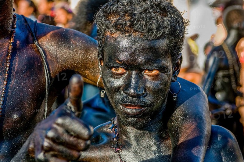 Portrait of black man. Carnival. Mindelo. Cabo Verde. Africa