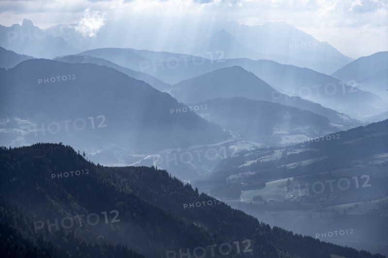 Silhouettes, Dramatic Mountain Landscape, View from Hochkönig, Salzburger Land, Austria, Europe