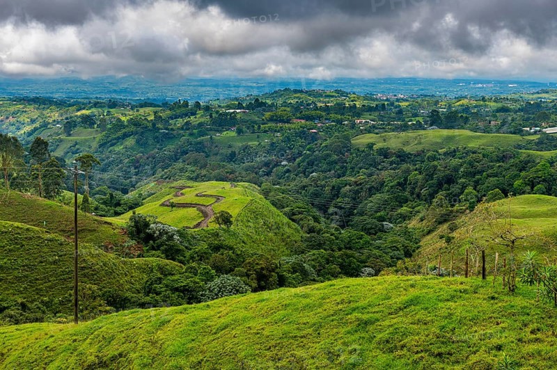 Aerial of the Unesco site coffee cultural landscape, Filandia, Colombia, South America