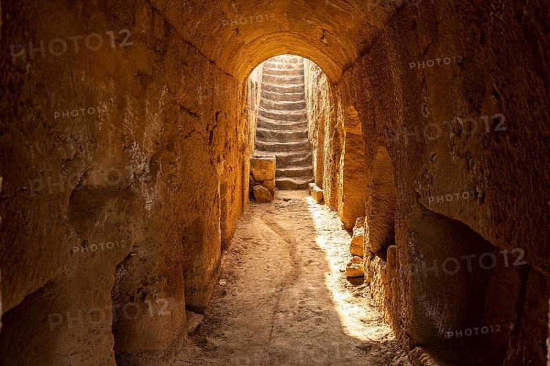 Underground tombs of the ancient necropolis Royal Tombs of Nea Paphos, Paphos, Cyprus, Europe