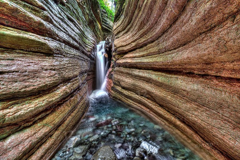 Taugl, Bach Klamm, red rock, Red Canyon, Salzburg, Austria, Europe