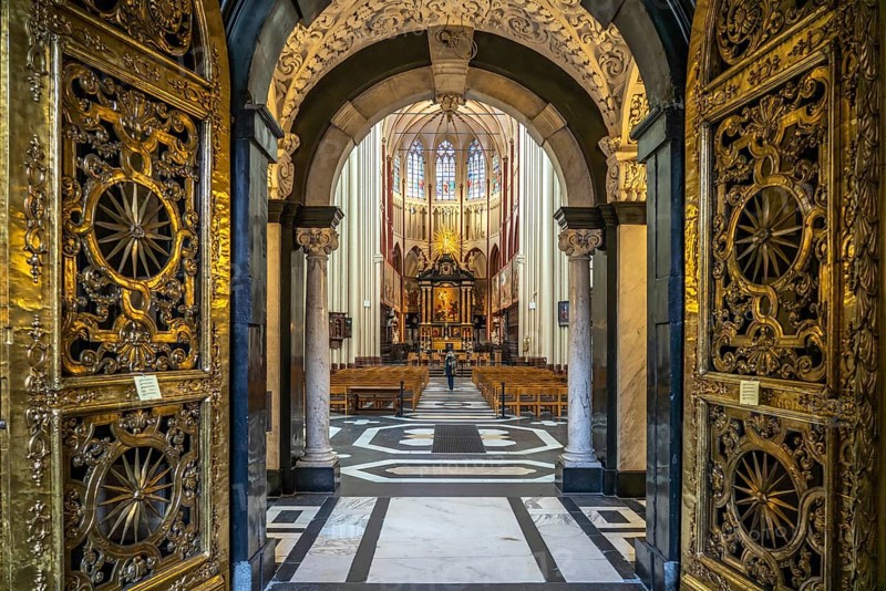 Interior of St. Salvator's Cathedral in Bruges, Belgium, Europe