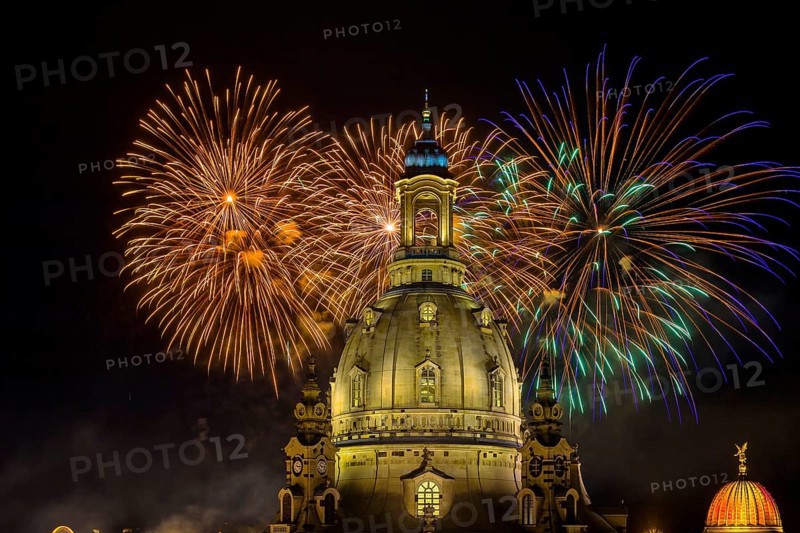 Fireworks at the Church of Our Lady for the Dresden City Festival