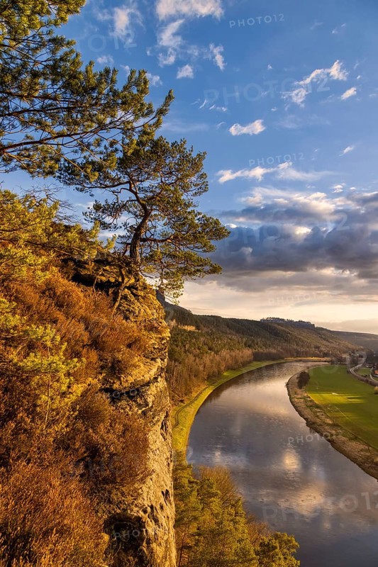 The Leopoldsnase viewpoint is a vantage point near Rathen.View of the Elbe arch between the Lilienstein and Königstein Fortress