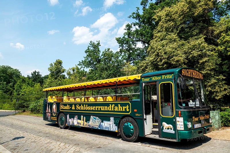 Bus for city and palace tour, Sanssouci, Potsdam, Brandenburg, Germany, Europe