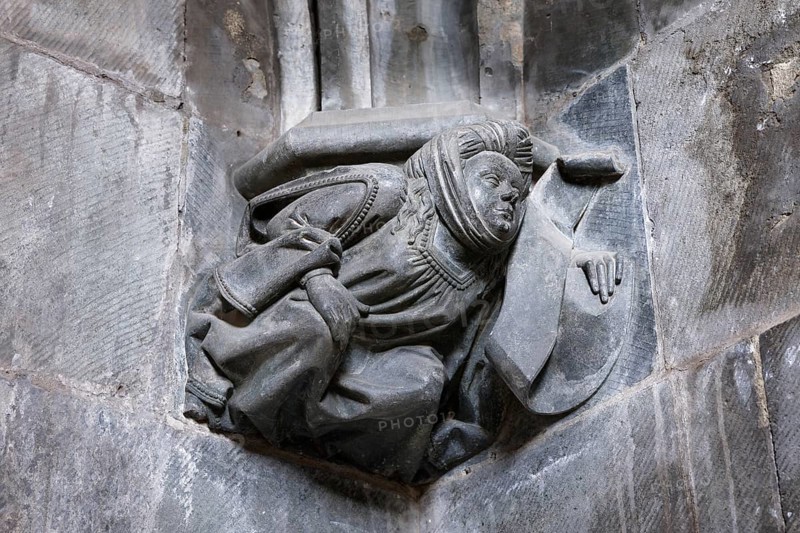 Console bust of a Sybille, French late Gothic, San Giovanni choir, Saluzzo, Cuneo province, Piedmont, Italy, Europe