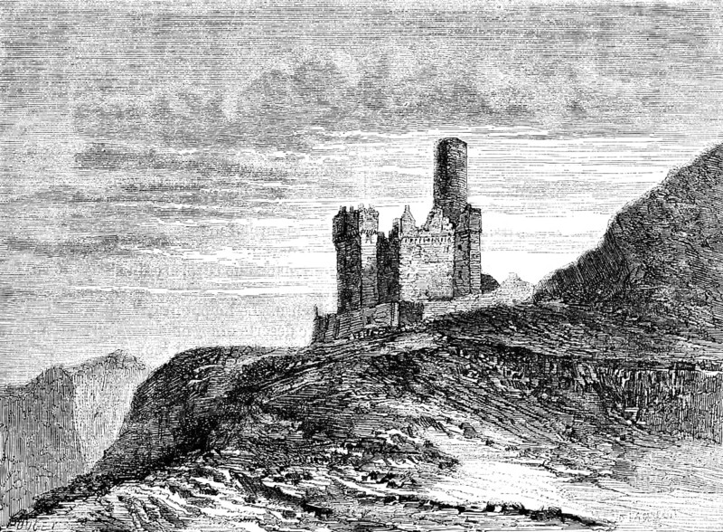 Burg Maus, St. Goarshausen, Rhine, Romantic Rhine Valley, World Heritage Cultural Landscape Upper Middle Rhine Valley, Germany, Le Rhin, Victor Hugo, historical illustration c. 1843, Europe