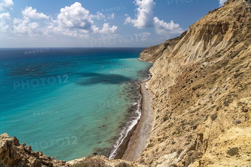 Beach on the cliffs of Cape Aspro near Pissouri, Cyprus, Europe