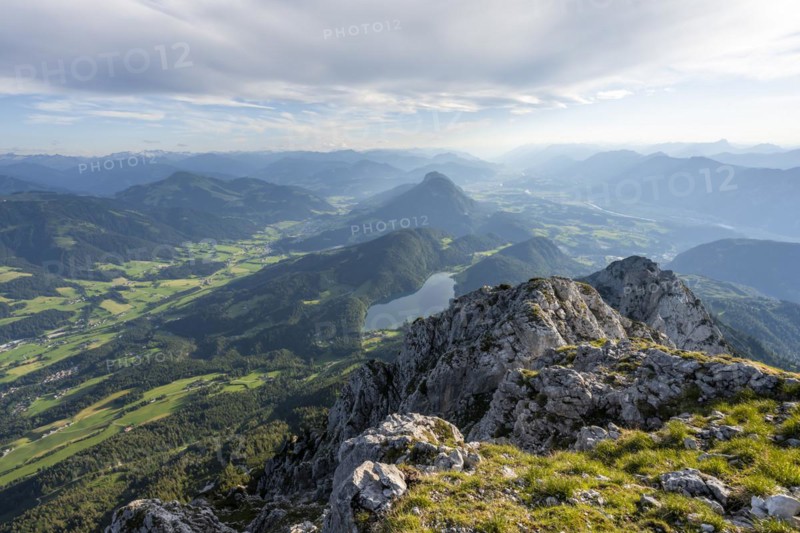 Hintersteiner Lake in the mountains, view from Schaffauer, Wilder Kaiser, Tyrol, Austria, Europe