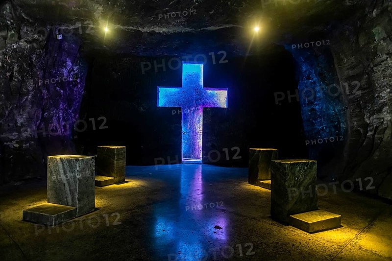 Christian cross, Salt cathedral of Zipaquira, Colombia, South America