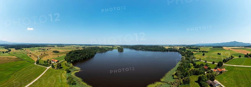 Drone shot, Abtsdorfer See Rupertiwinkel, Upper Bavaria, Bavaria, Germany, Europe