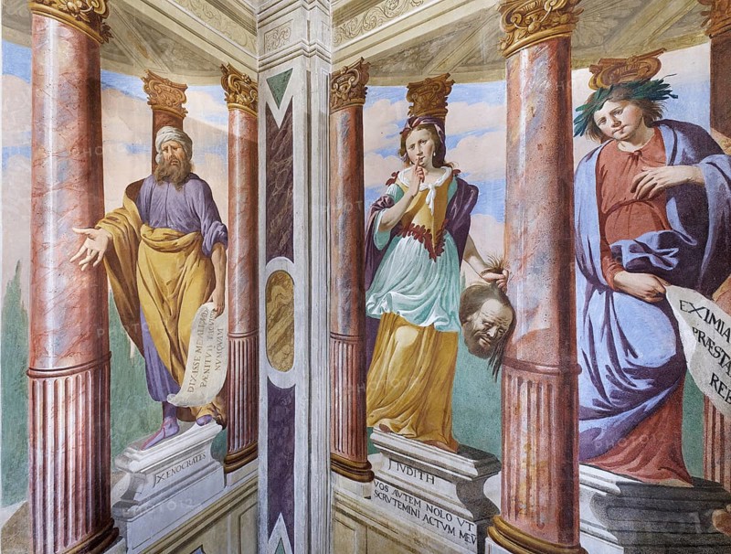 Frescoes in the Peace Room, Painter Sebastiano Taricco, Saletta chiamata del Silenzio, Palazzo Salmatoris also Palazzo della Pace, Baroque, Cherasco, Province of Cuneo, Langhe, Piedmont, Italy, Europe