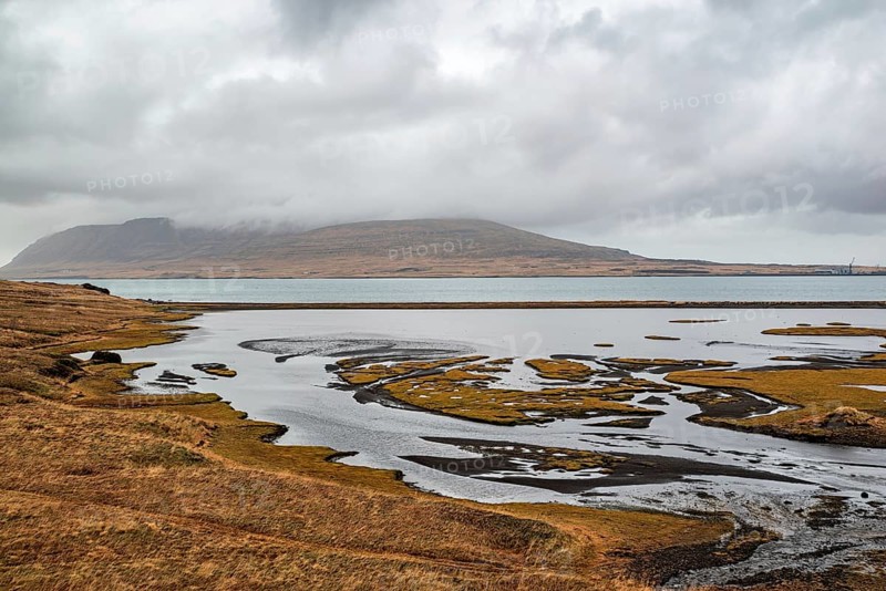 View of Hvalfjordur in a summer cloudy day, Iceland, Europe