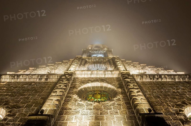 St. Peter the Apostle Mother Church (Igreja Matriz Sao Pedro Apostolo) in night lights illumination, Gramado, Rio Grande do Sul, Brazil, South America