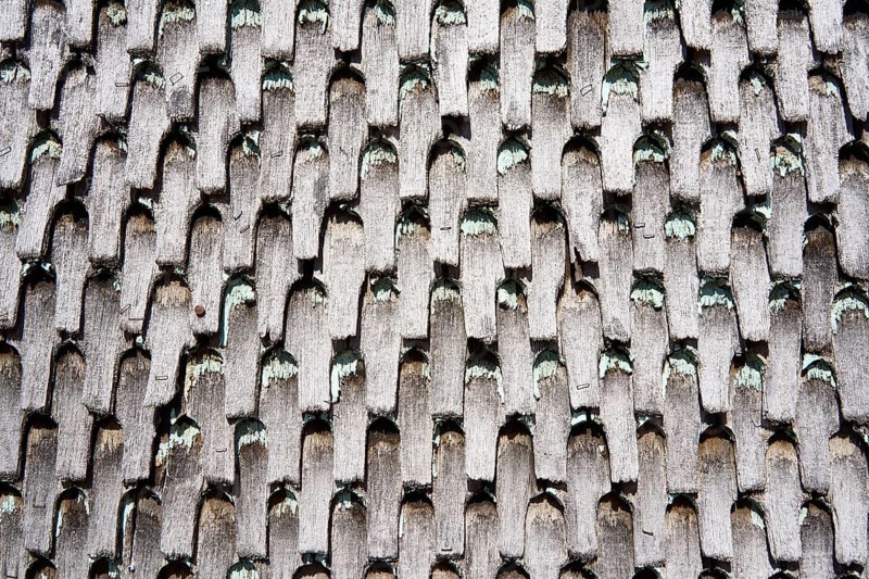 Wooden shingle façade, Dietges, Rhön, Hesse, Germany, Europe