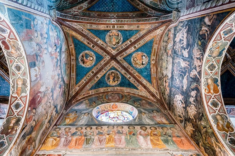 Four Apostles, Last Judgment, Paradise and Hell, frescoes by Taddeo di Bartolo, Collegiata di Santa Maria Assunta also Duomo di San Gimignano, San Gimignano, Province of Siena, Tuscany, Italy, UNESCO World Heritage Site, Europe