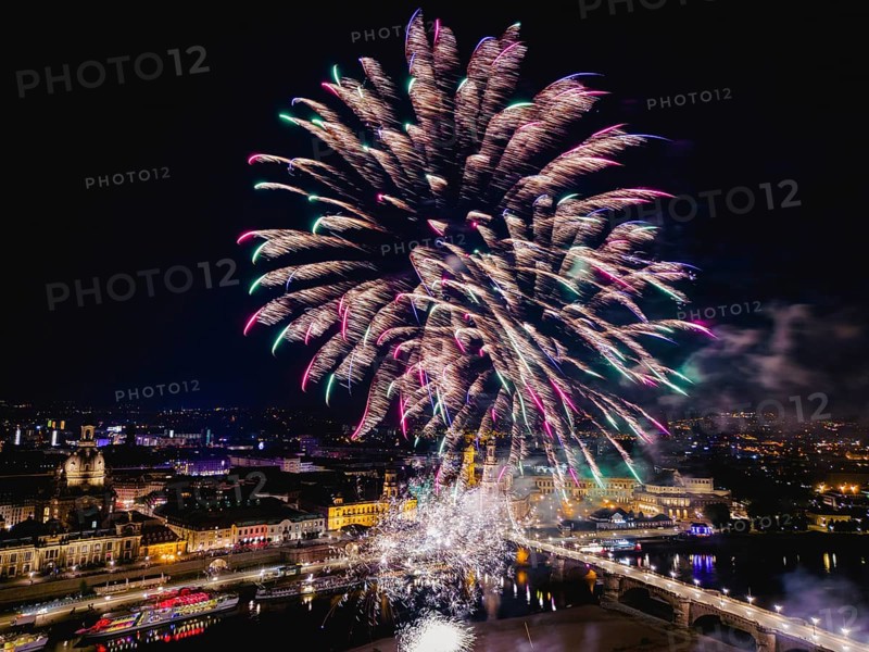 Fireworks over Dresden's Old Town