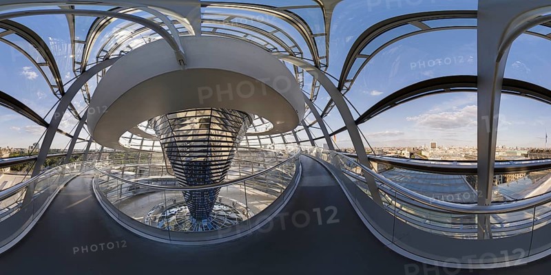 Reichstag dome in 360Â° panorama, government district, Berlin, Germany, Europe