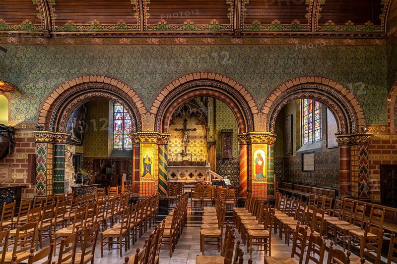 Interior of the Basilica of the Holy Blood in Bruges, Belgium, Europe