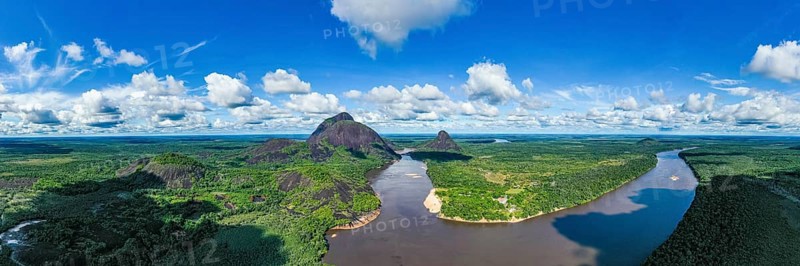 Black river and white sand beach before the granite hills, Cerros de Mavecure, Eastern Colombia