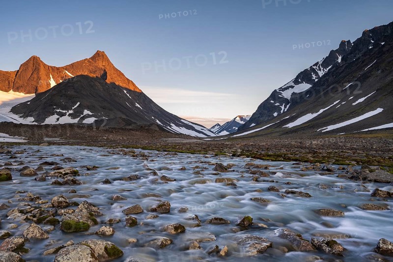 Kaskasavagge valley, Kuopertjakka mountain, Gaskkasjohka river, Kebnekaise massif, Lapland, Sweden, Europe