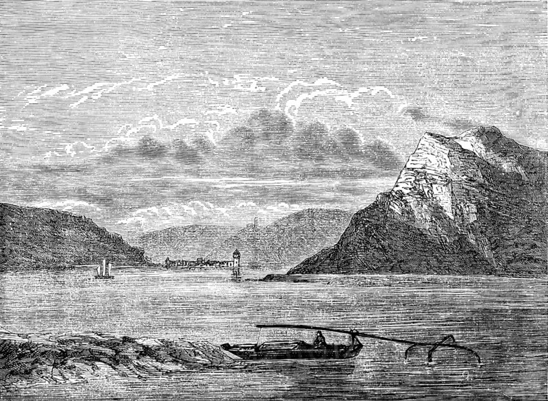 Rock peaks in the Upper Middle Rhine Valley World Heritage Cultural Landscape, Rhine, Germany, Le Rhin, Victor Hugo, historical illustration c. 1843, Europe