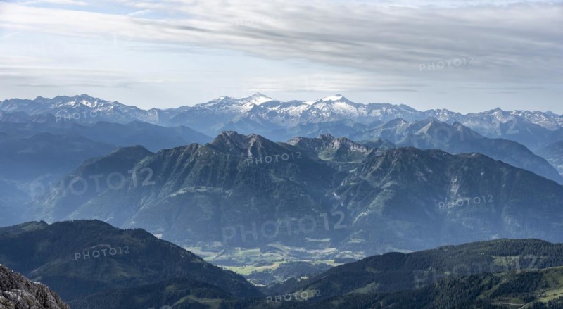 Venediger Group, Hochvenediger, Dramatic mountain landscape, View from Hochkönig, Salzburger Land, Austria, Europe