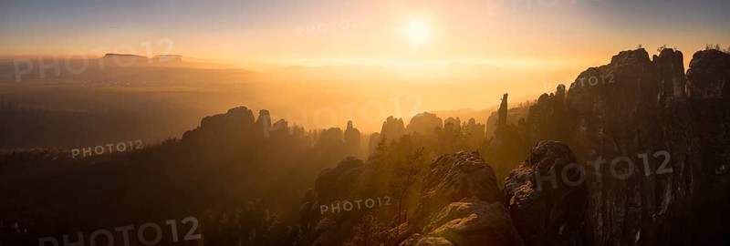 Schrammsteine in Saxon Switzerland, sunset