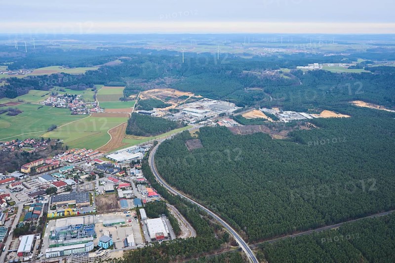 Aerial view of the area around Neumarkt in der Oberpfalz, Bavaria, Germany, Europe