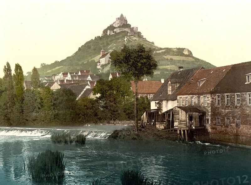 Triberg Castle in the Black Forest, Baden-Württemberg, Historic, digitally enhanced reproduction of a photochrome print from 1898